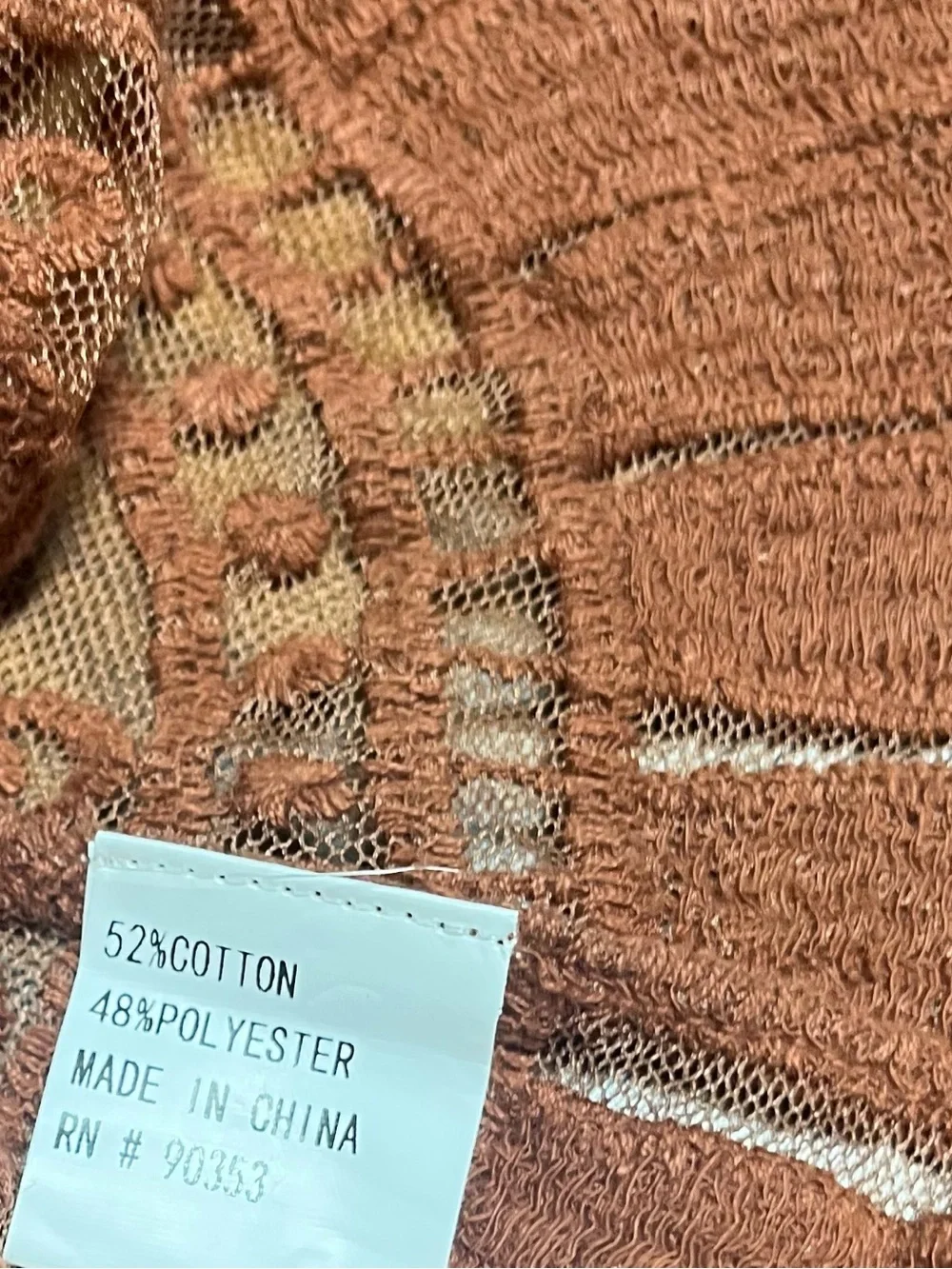 Rebellion Sheer Open Front Wrap in Rust Size Small